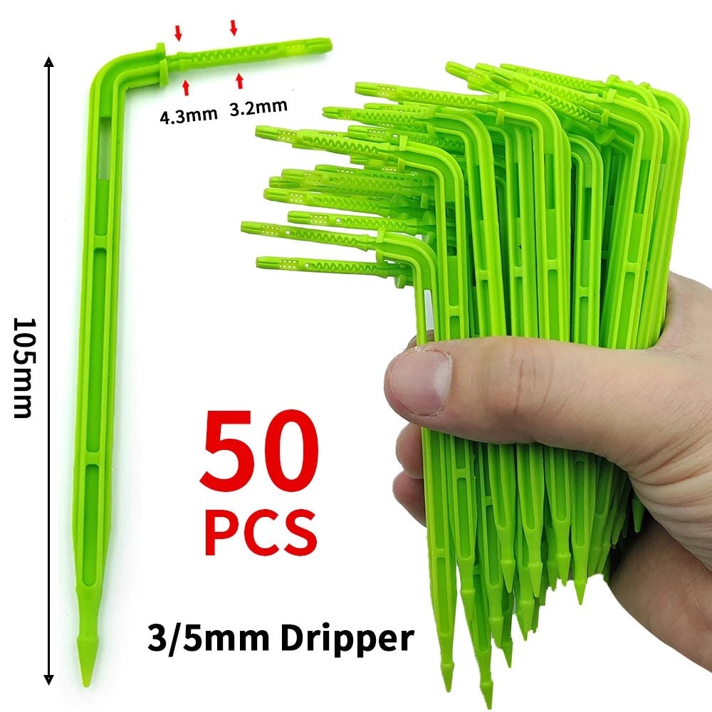 50PCS Bend Arrow Drippers for 3/5mm Hose Micro Drip Irrigation