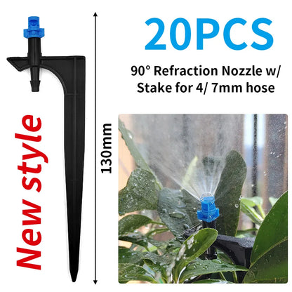 20PCS 90/180/360° Refraction Nozzle Sprinkler for Garden Irrigation