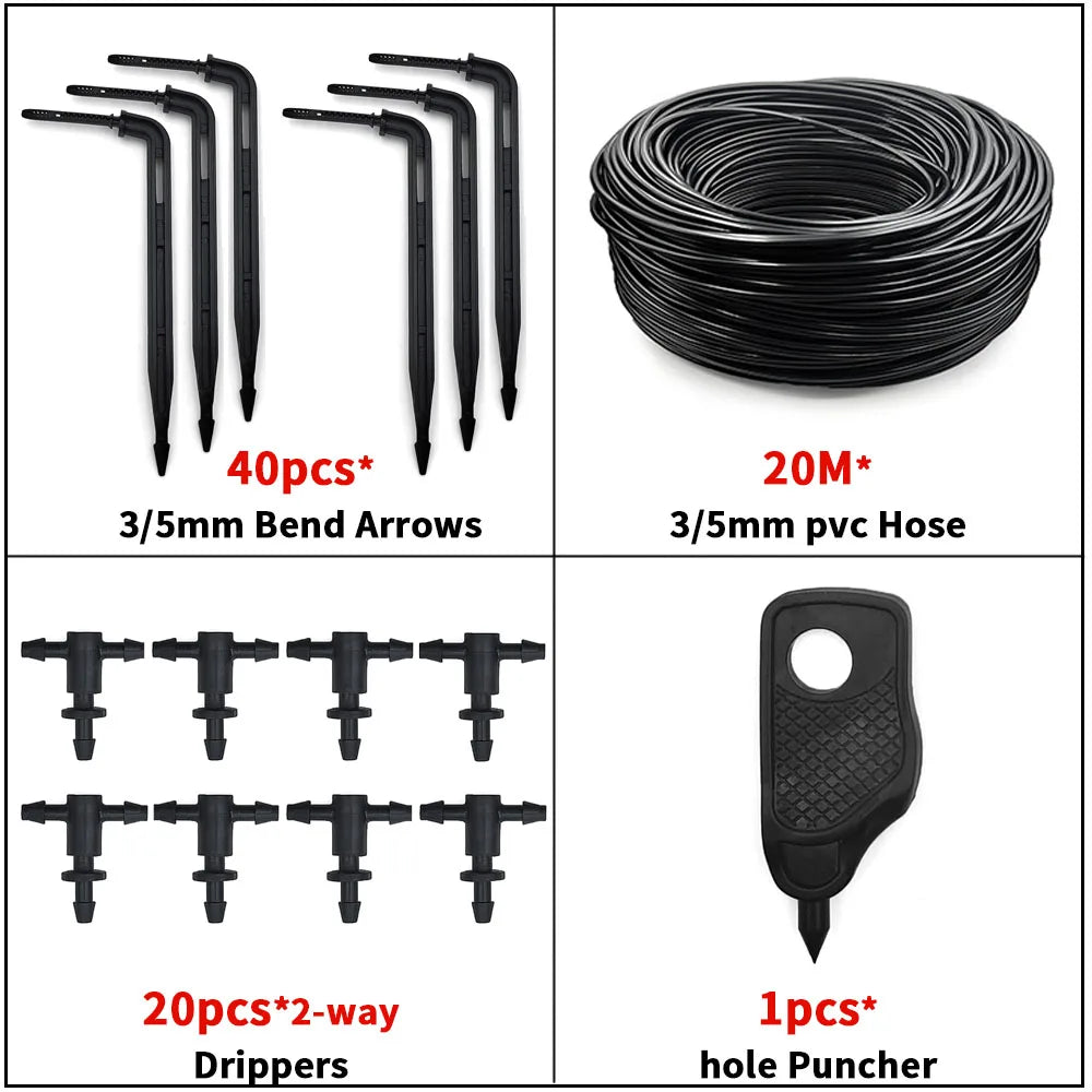 Greenhouse Drip Irrigation 4-Way 3/5mm Arrow Watering System 10/20set