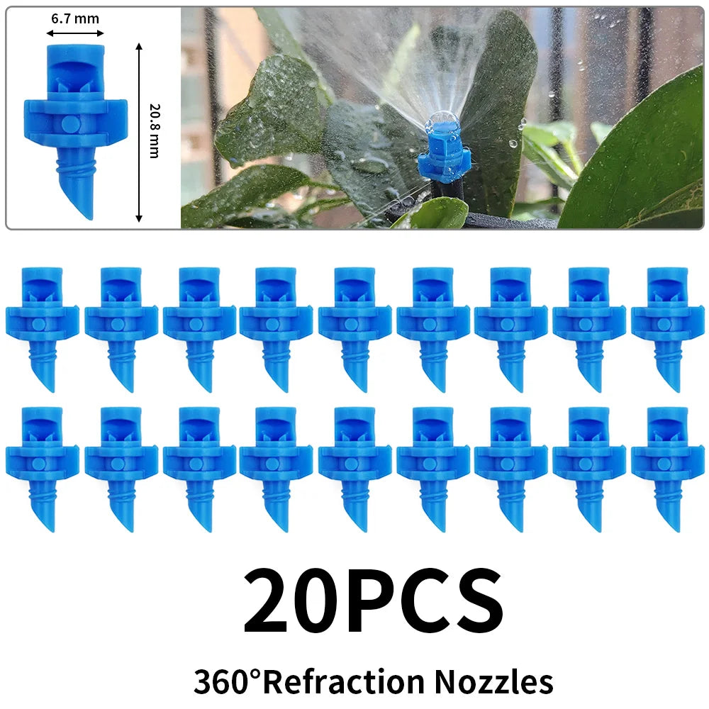 20PCS 90/180/360° Refraction Nozzle Sprinkler for Garden Irrigation