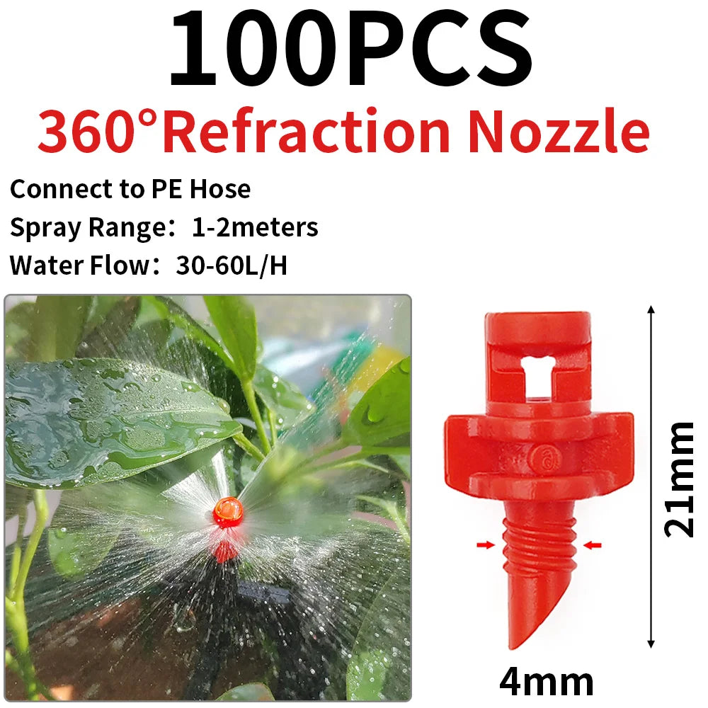 20PCS 90/180/360° Refraction Nozzle Sprinkler for Garden Irrigation