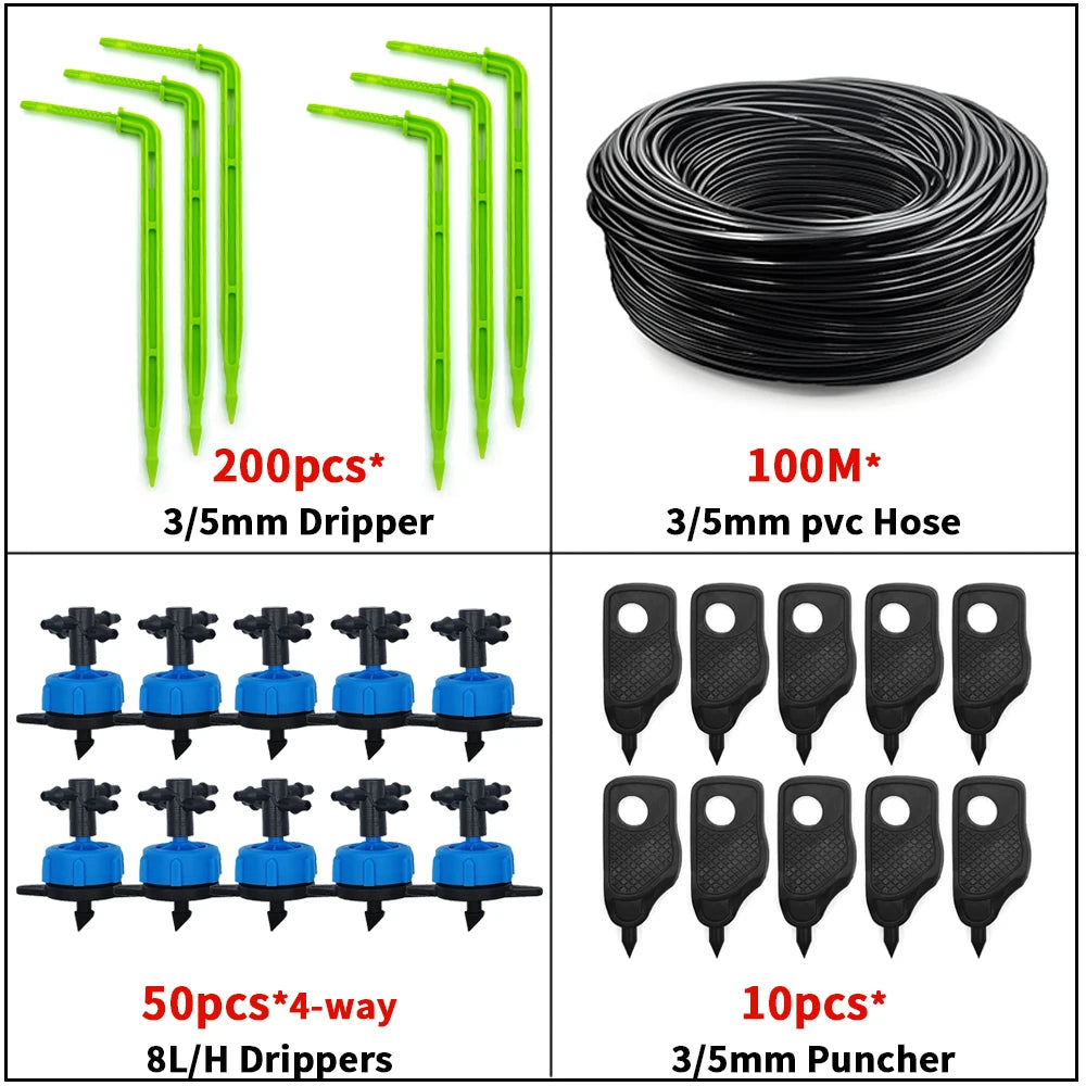 Greenhouse Drip Irrigation 4-Way 3/5mm Arrow Watering System 10/20set