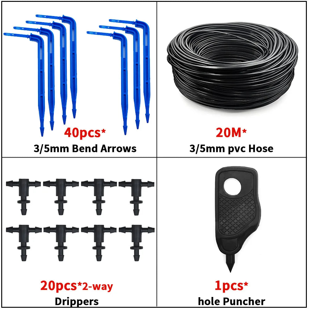 Greenhouse Drip Irrigation 4-Way 3/5mm Arrow Watering System 10/20set