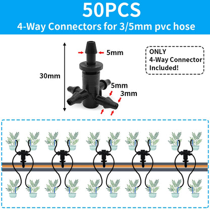 Greenhouse Drip Irrigation 4-Way 3/5mm Arrow Watering System 10/20set