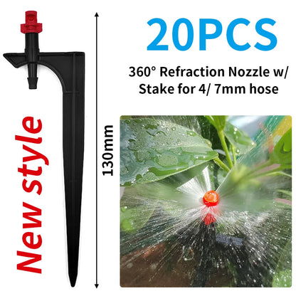 20PCS 90/180/360° Refraction Nozzle Sprinkler for Garden Irrigation