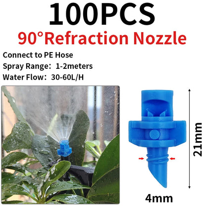 20PCS 90/180/360° Refraction Nozzle Sprinkler for Garden Irrigation