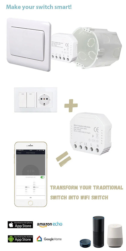 WiFi Smart Light Switch Universal Breaker Remote Control Alexa Google