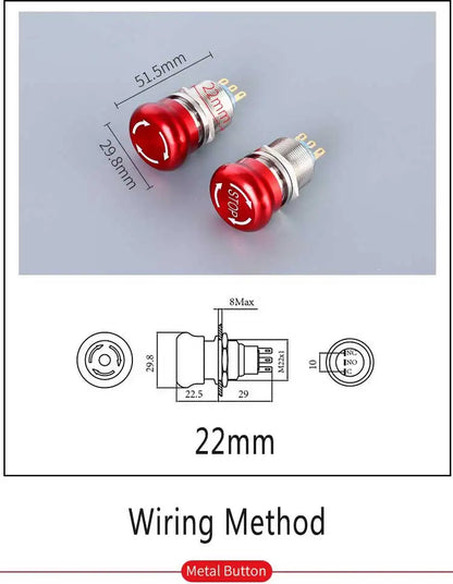 16/19/22mm Stainless Steel Emergency Stop Push Button Switch