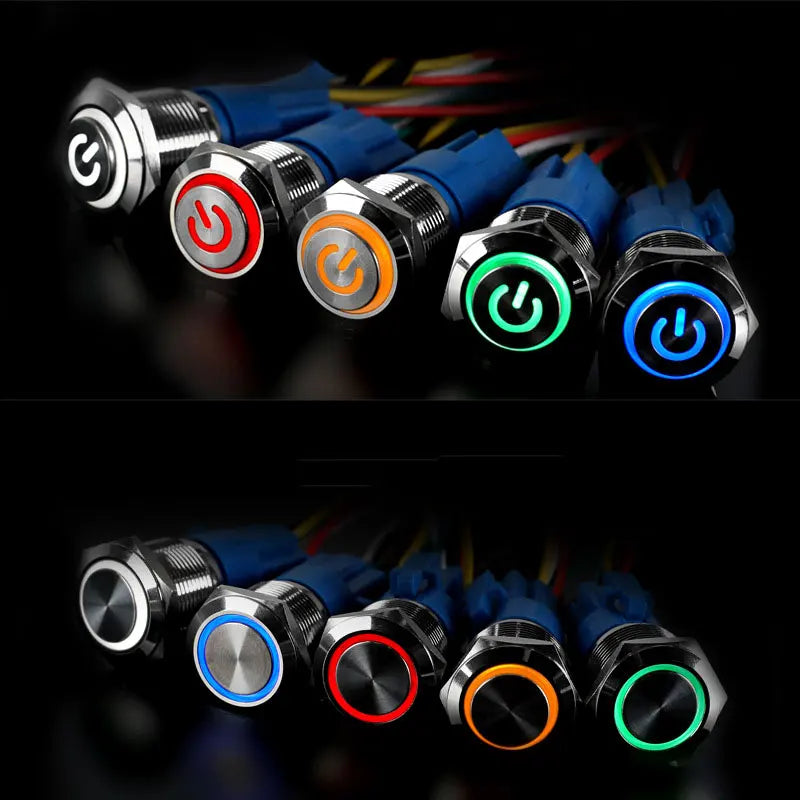 16mm Metal Push Button Switch LED Light Waterproof Self-Lock