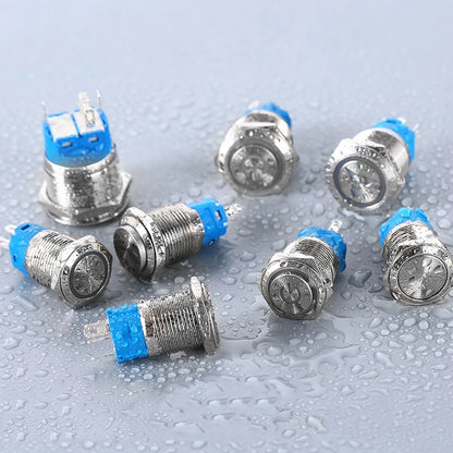 16mm Metal Push Button Switch LED Light Waterproof Self-Lock