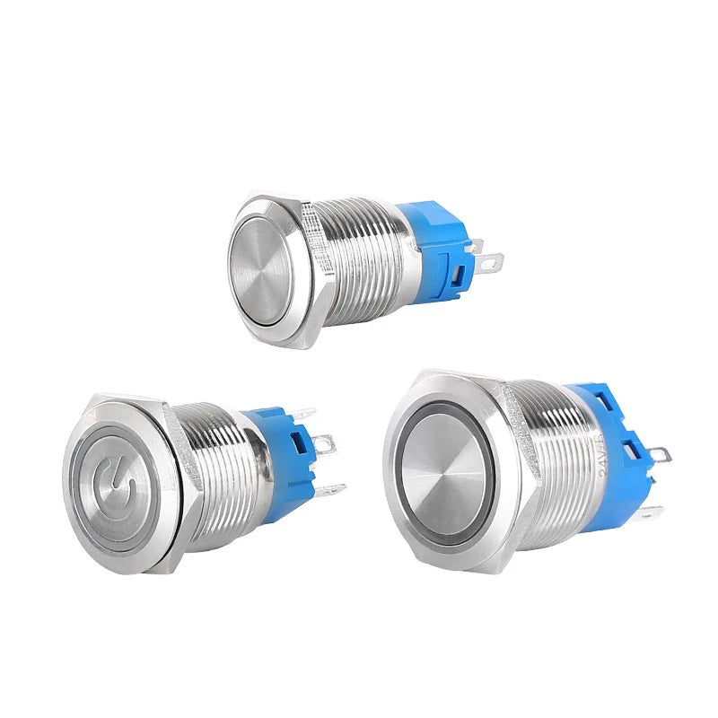 16mm Metal Push Button Switch LED Light Waterproof Self-Lock