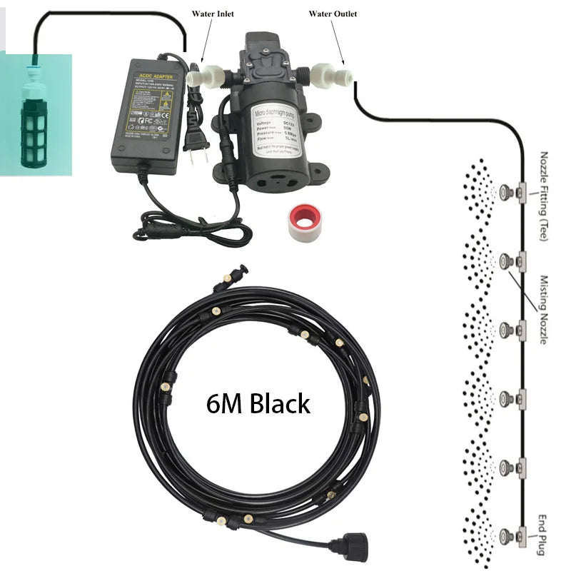 12V DC Diaphragm Pump Kit for Misting & Cooling Greenhouse