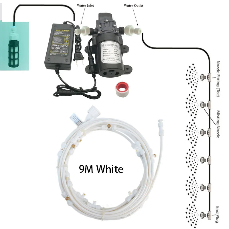 12V DC Diaphragm Pump Kit for Misting & Cooling Greenhouse