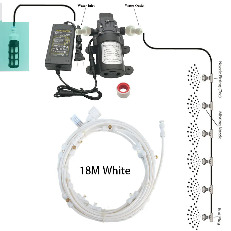 12V DC Diaphragm Pump Kit for Misting & Cooling Greenhouse