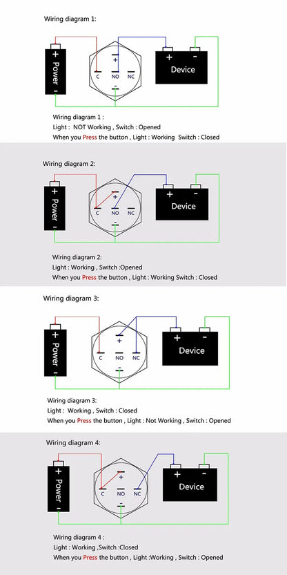 16mm Metal Push Button Switch LED Light Waterproof Self-Lock