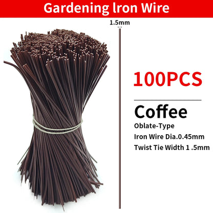 100PCS Reusable Gardening Cable Ties, Iron Wire Twist Ties for Plants