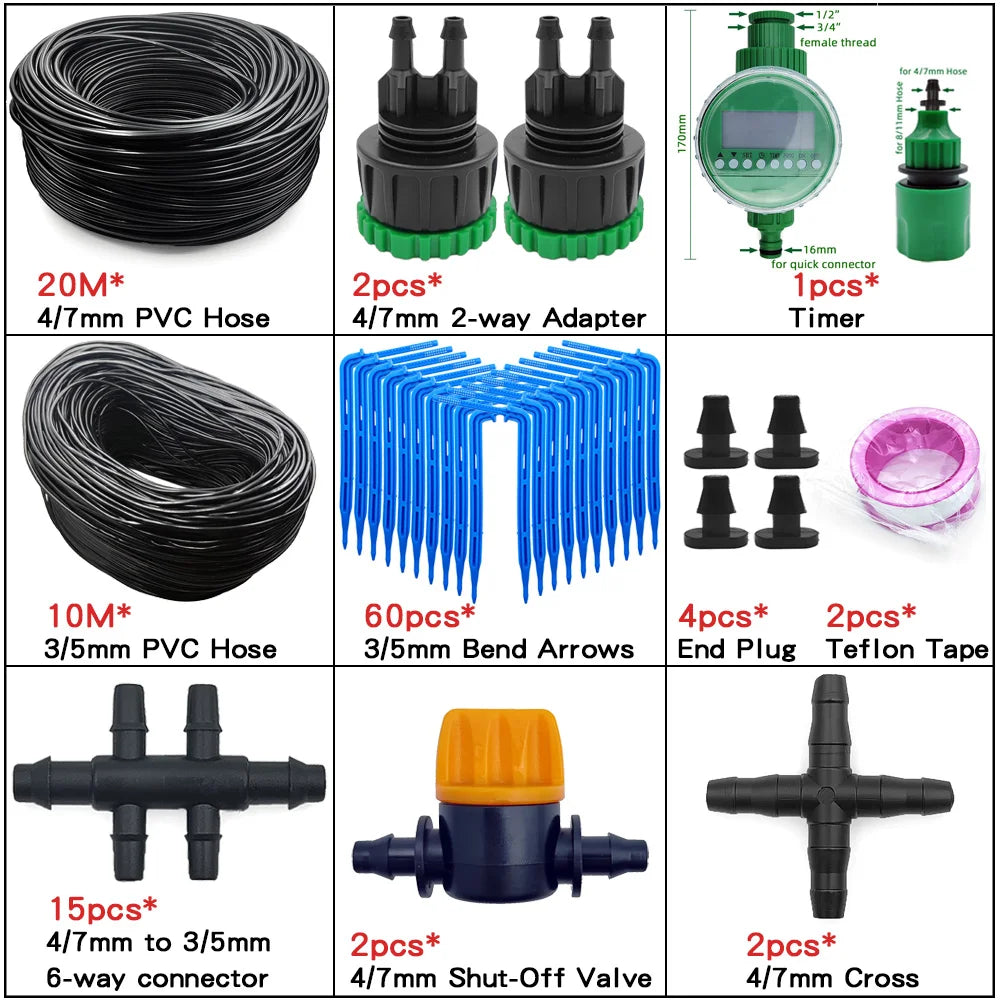 4/7mm to 3/5mm Hose Automatic Drip Irrigation System Kit