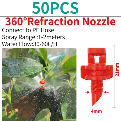 5PCS 360° Micro Nozzle Drip Irrigation Misting System 4/7mm Barb