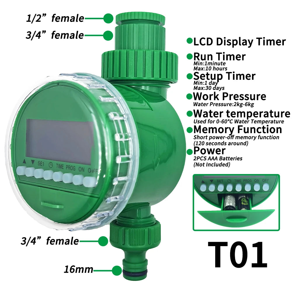 Garden Watering Timer LCD Solar Drip Irrigation Controller