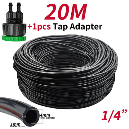 5M-50M Watering Hose 4/7mm with 1/2''&3/4'' Connectors for Irrigation