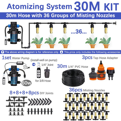 60W Self-Priming Misting Pump Kit for Garden Irrigation