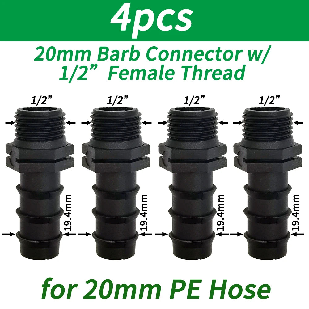 "1/2" - 3/4" Male/Female Thread to Barb PE Hose Adapter