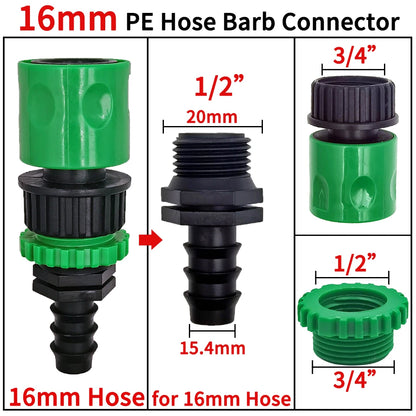 3/4'' Quick Connector Nipple Barb Adapter for 16mm 20mm Hose