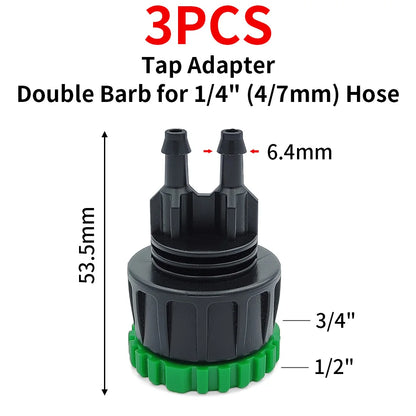 2PCS Quick Coupling Adapter 1/4" 3/8" Barbed Connector for Irrigation