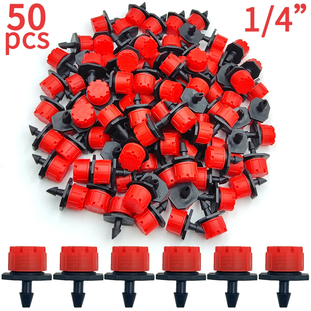 30-100PCS Adjustable 1/4" Misting Dripper Sprinkler Garden Watering