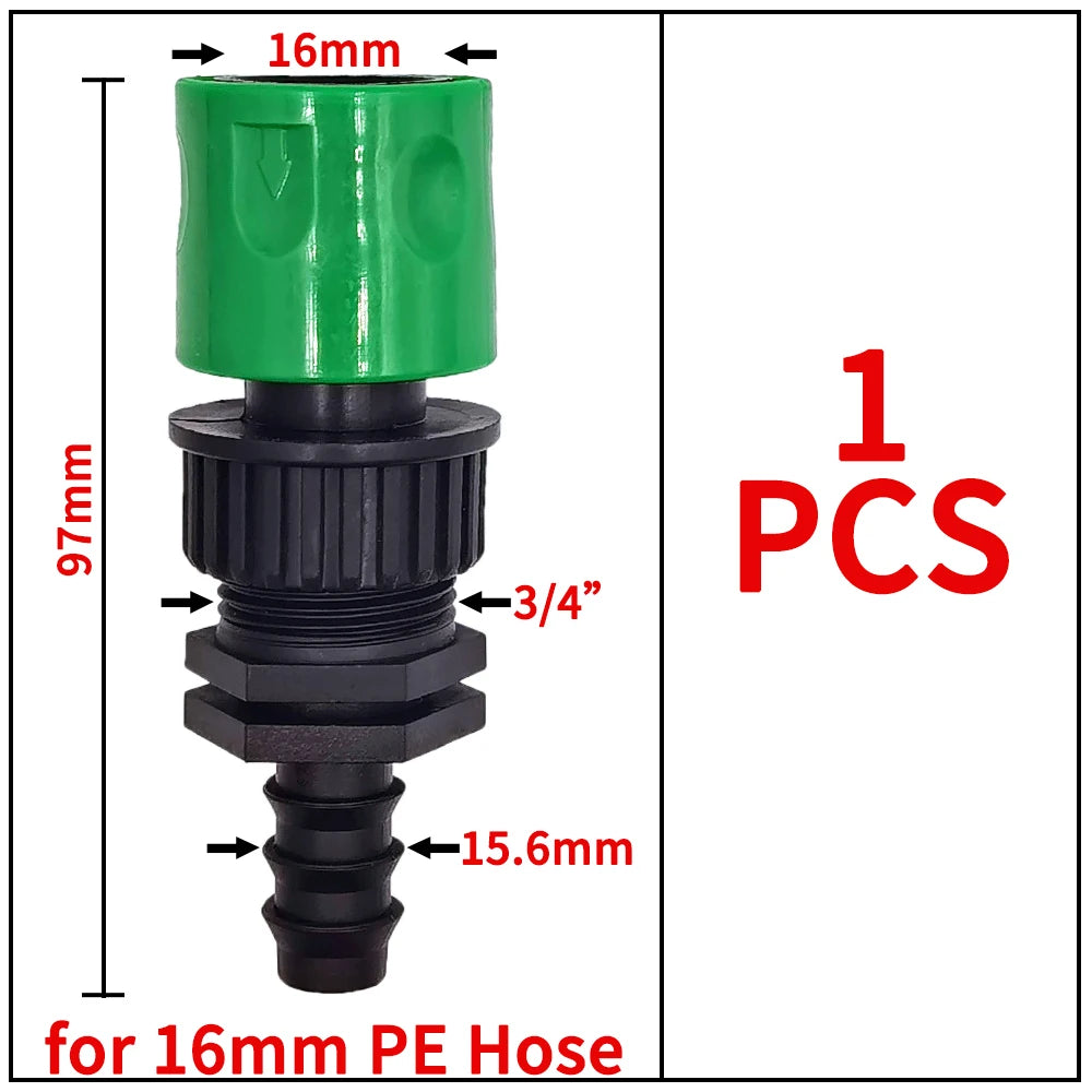 3/4'' Quick Connector Nipple Barb Adapter for 16mm 20mm Hose