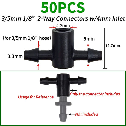 20PCS Barbed 3/5mm Hose Quick Connector with 2-Way 4-Way Splitter