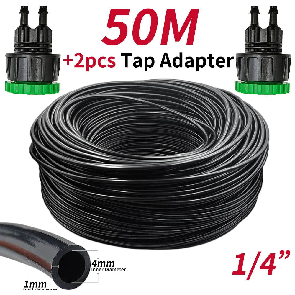 5M-50M Watering Hose 4/7mm with 1/2''&3/4'' Connectors for Irrigation