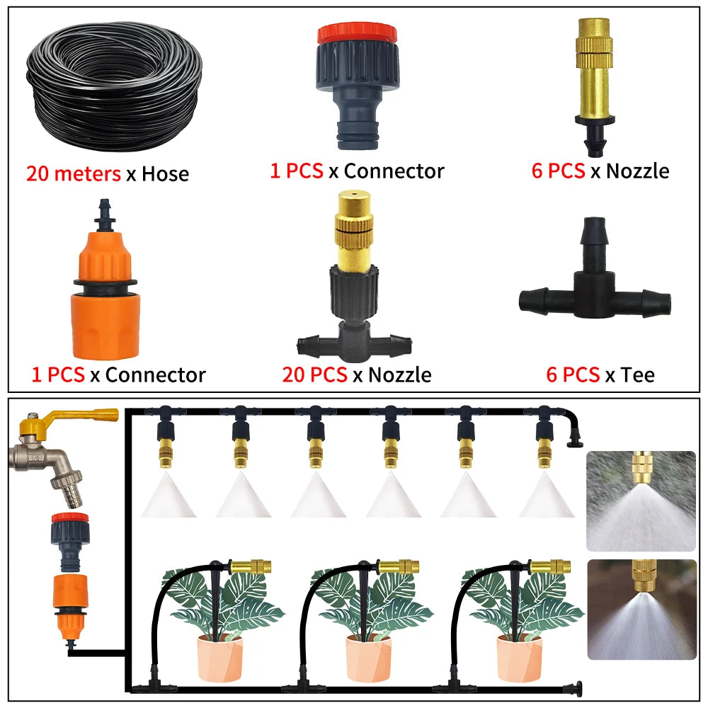 M-30M Garden Brass Misting Cooling System 1/4'' Nozzles for Irrigation