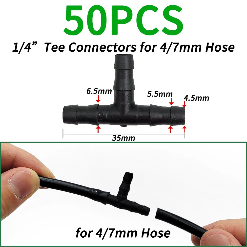 10-100PCS 1/4'' Cross Connector for 4/7mm Drip Irrigation