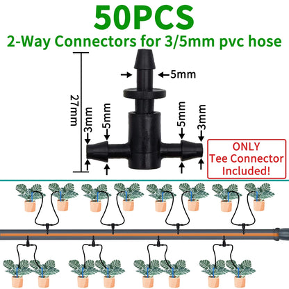 20PCS Barbed 3/5mm Hose Quick Connector with 2-Way 4-Way Splitter