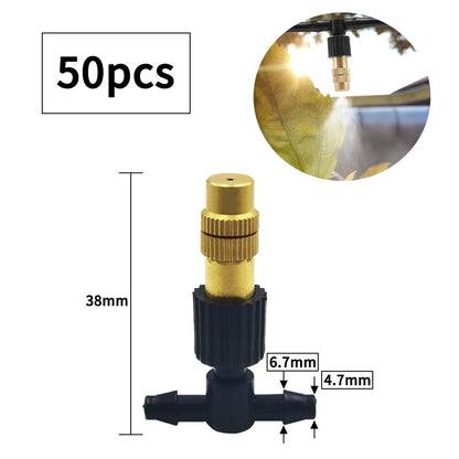 15-250Pcs Brass Misting Nozzles for Drip Irrigation Garden Cooling