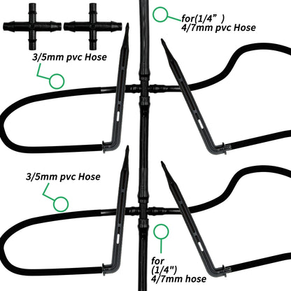 Greenhouse Drip Irrigation Kit 4-Way 4/7mm to 3/5mm Hose for Plants