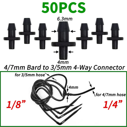 20PCS Barbed 3/5mm Hose Quick Connector with 2-Way 4-Way Splitter