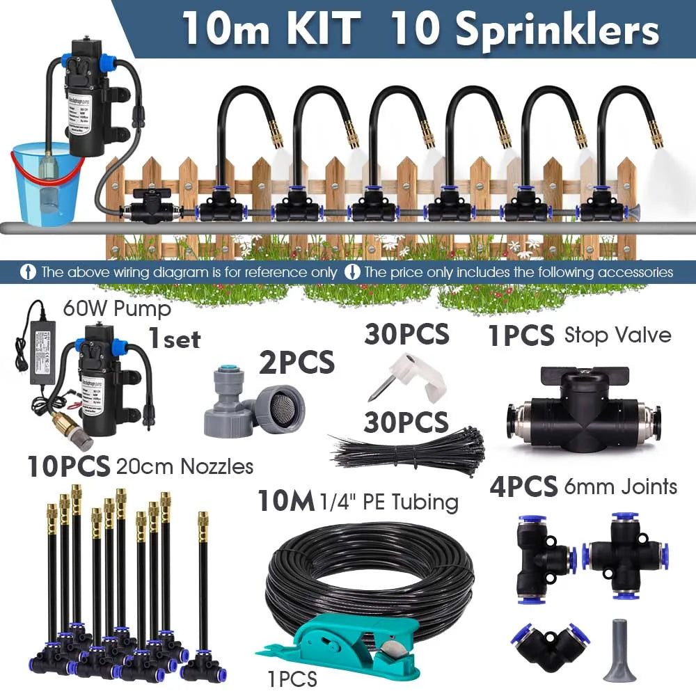 60W Self-Priming Misting Pump Kit for Garden Irrigation