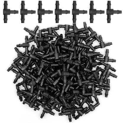 50PCS Barbed 3-Way Tee Connector for 4/7mm Drip Irrigation Hose