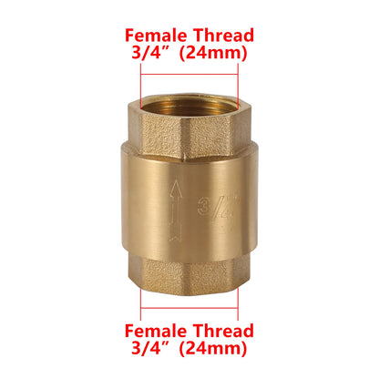 Brass Spring Check Valve 1/2” 3/4” 1” Female Thread Non-Return