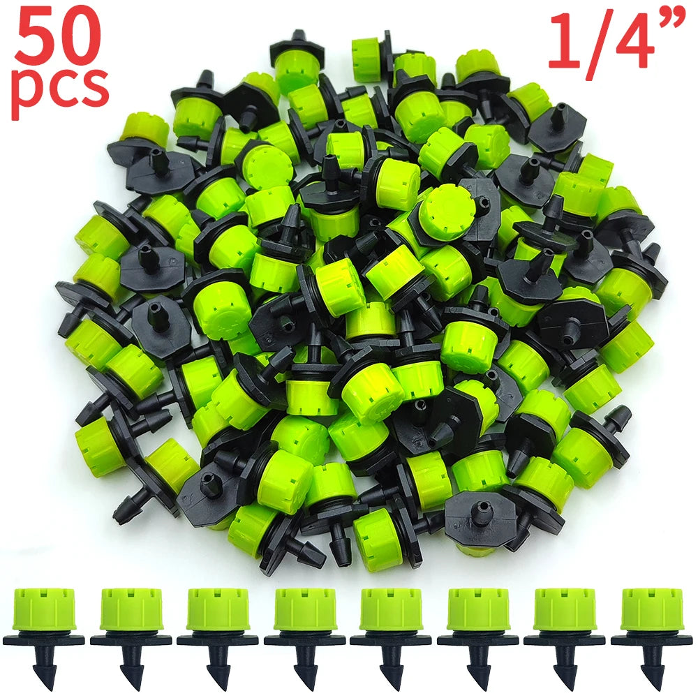 30-100PCS Adjustable 1/4" Misting Dripper Sprinkler Garden Watering