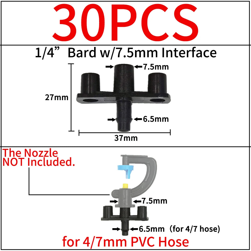 Garden Irrigation Barbed Tee Elbow Drip Coupling for 3/5 4/7mm Hose