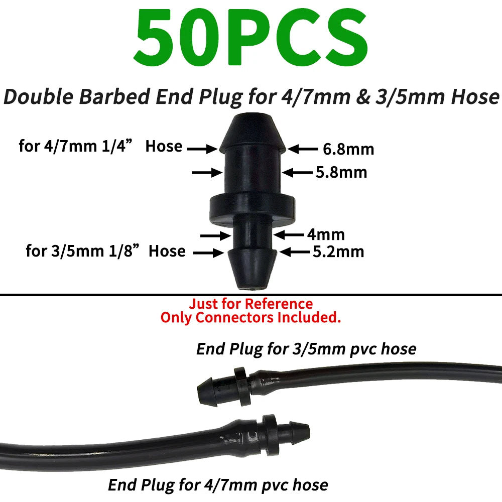 50PCS Barbed 3-Way Tee Connector for 3/5mm Drip Irrigation