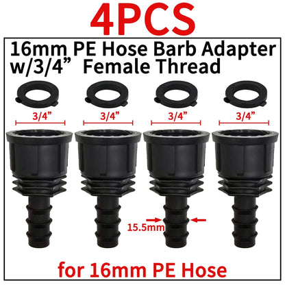 3/4'' Quick Connector Nipple Barb Adapter for 16mm 20mm Hose