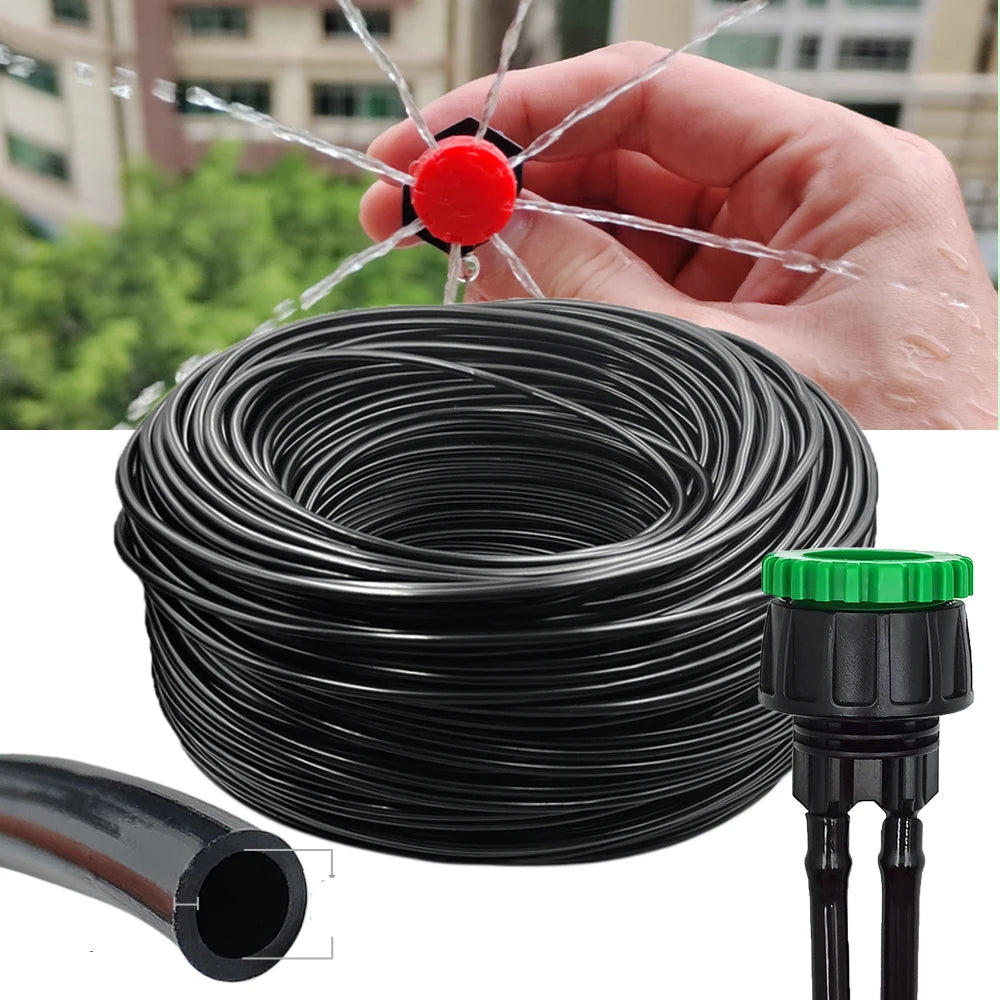 5M-50M Watering Hose 4/7mm with 1/2''&3/4'' Connectors for Irrigation