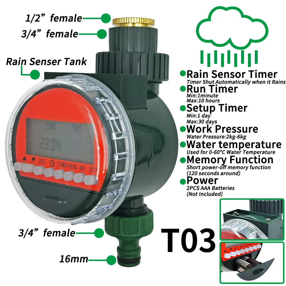 Garden Watering Timer LCD Solar Drip Irrigation Controller