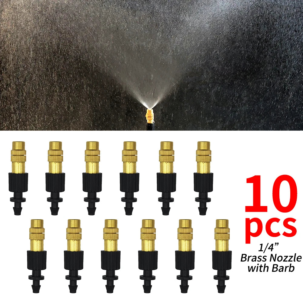 M-30M Garden Brass Misting Cooling System 1/4'' Nozzles for Irrigation