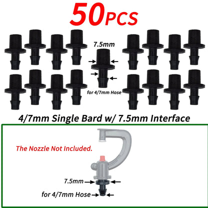 20/50/100PCS 1/4'' Barbed Couplings for 4/7mm Hose Drip Irrigation