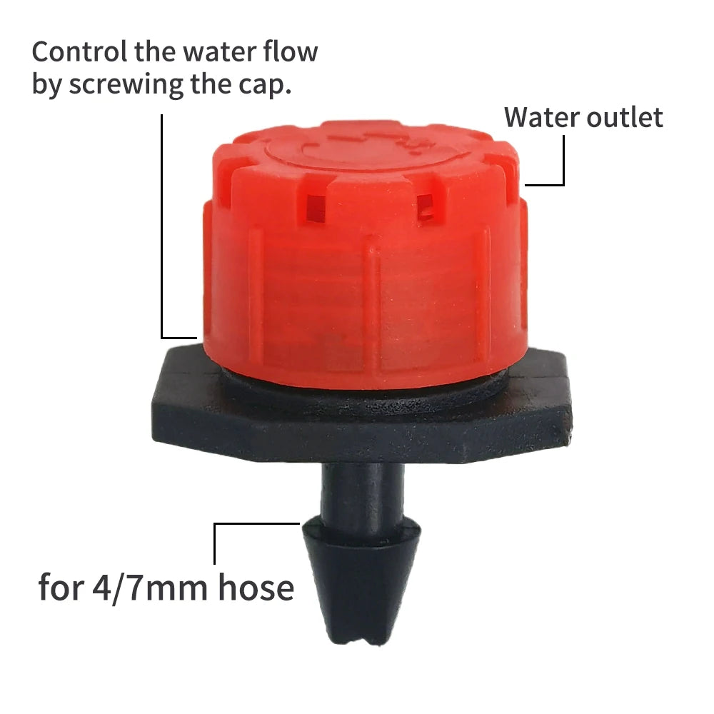 30-100PCS Adjustable 1/4" Misting Dripper Sprinkler Garden Watering